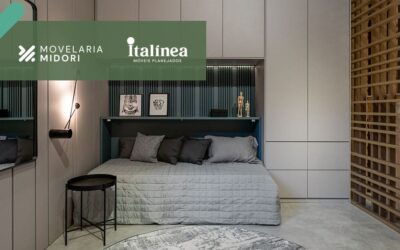 Guarda-roupa planejado para casal e cama Movelaria Midori Italínea Aclimação
